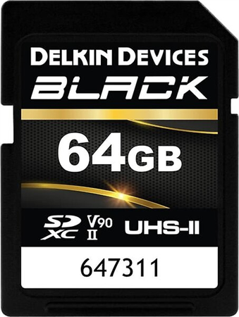 Delkin Black SD 64GB UHS-II V90 R300/W250 Rugged new