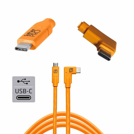 TetherPro USB-C vinklad till USB-C 4,6 meter orange