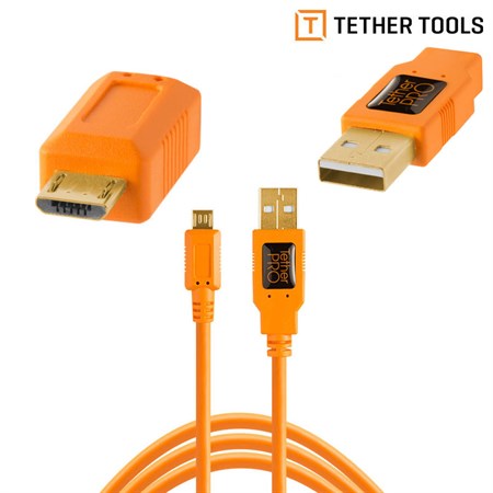 TetherPro USB A 2,0 Male to Micro-B 5 pin 4,6m Orange