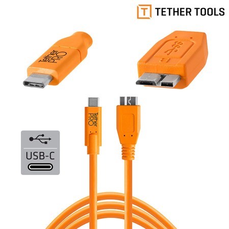 TetherPro USB-C till 3.0 Micro-B 4.6m Orange