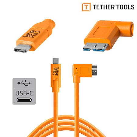 TetherPro USB-C till 3.0 Micro-B Vinkl. (höger) 4.6m Orange